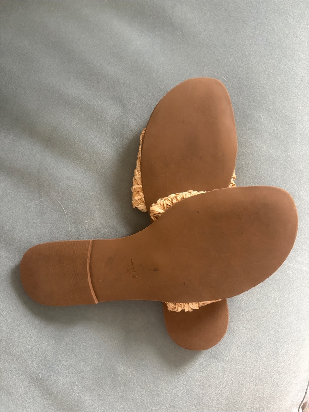 Jack Rogers Braided Raffia Slide Sandals in Natural and Tan - Picture 2 of 3